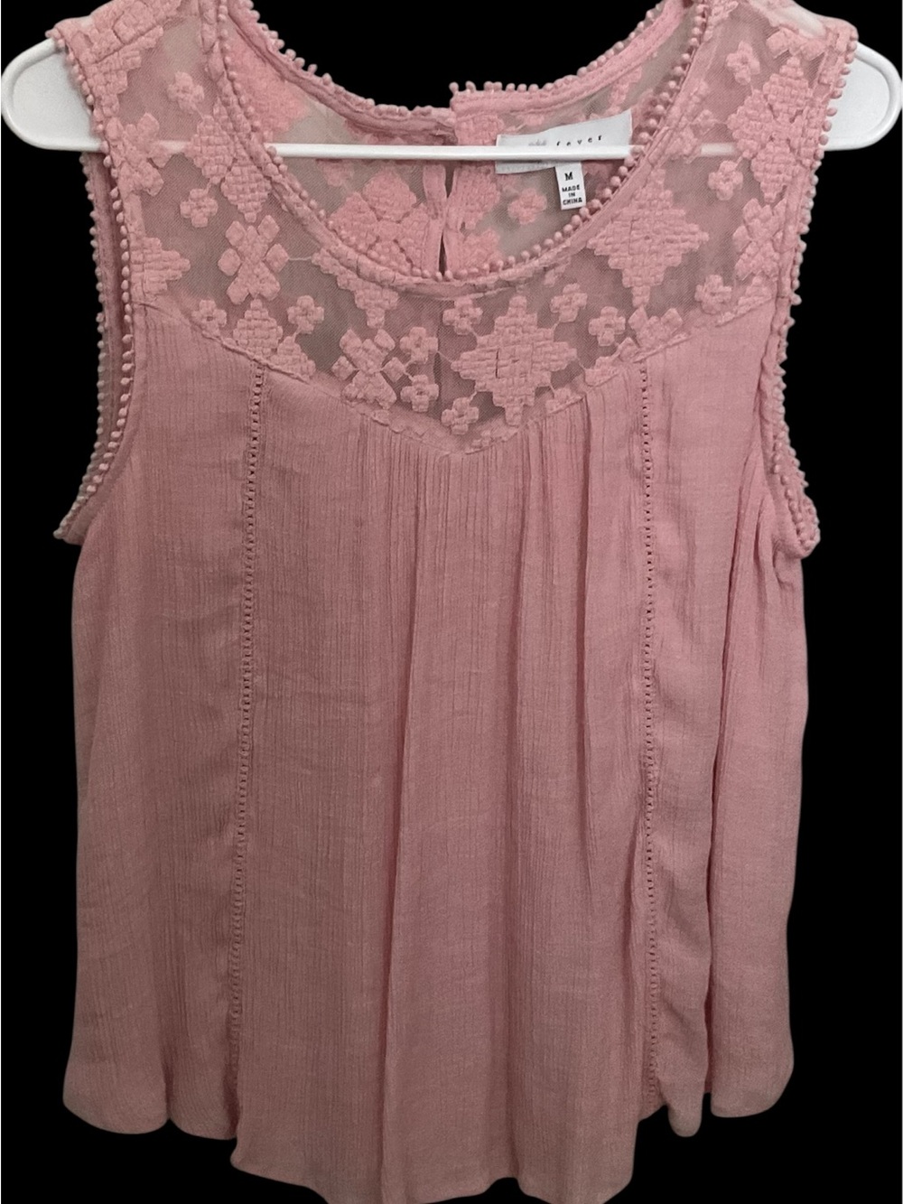 Fever Pink Sleeveless Lace Yoke Camisole
